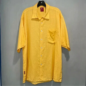 Casual Button Down Gold  Shirt Size XL
